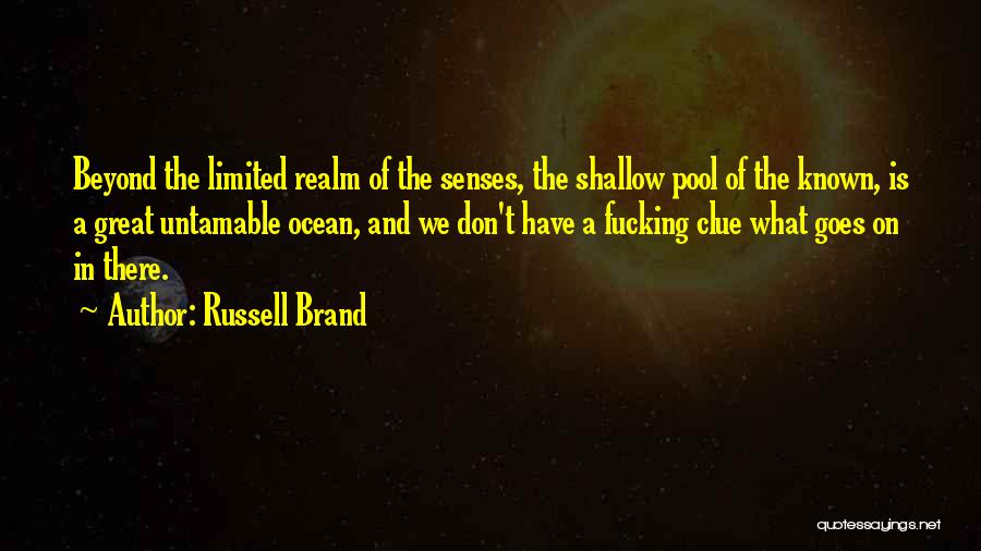 Russell Brand Quotes: Beyond The Limited Realm Of The Senses, The Shallow Pool Of The Known, Is A Great Untamable Ocean, And We