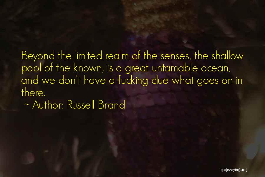 Russell Brand Quotes: Beyond The Limited Realm Of The Senses, The Shallow Pool Of The Known, Is A Great Untamable Ocean, And We