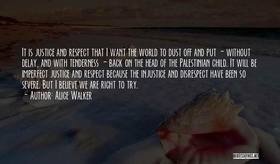 Alice Walker Quotes: It Is Justice And Respect That I Want The World To Dust Off And Put - Without Delay, And With