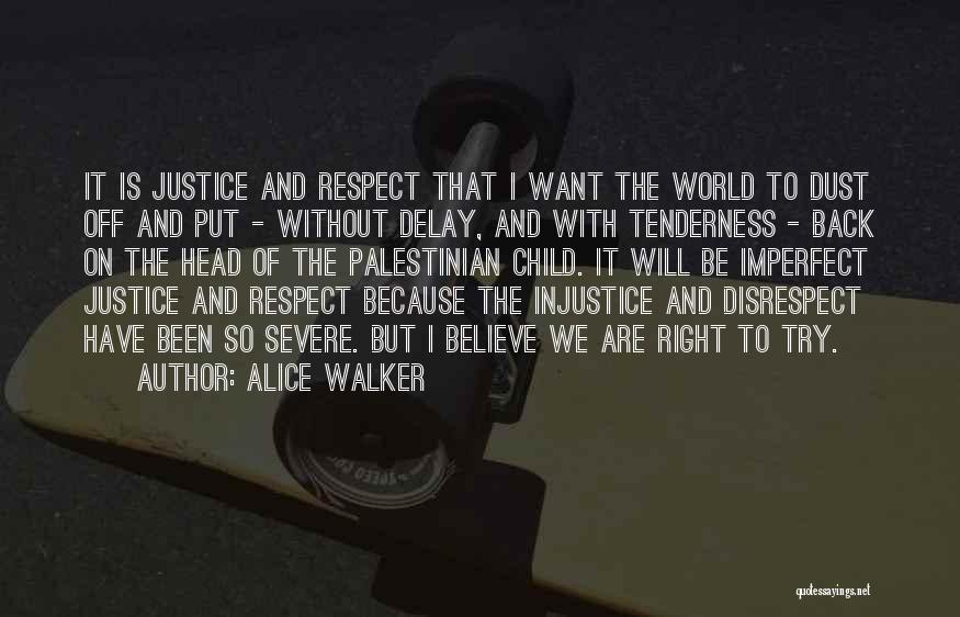 Alice Walker Quotes: It Is Justice And Respect That I Want The World To Dust Off And Put - Without Delay, And With