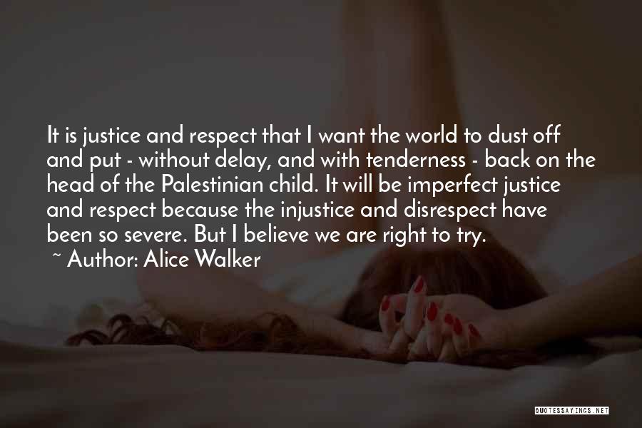 Alice Walker Quotes: It Is Justice And Respect That I Want The World To Dust Off And Put - Without Delay, And With