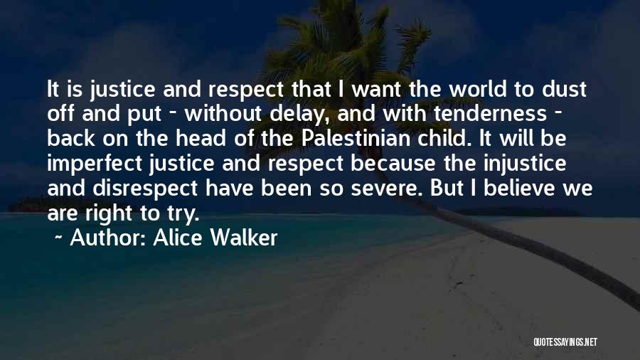 Alice Walker Quotes: It Is Justice And Respect That I Want The World To Dust Off And Put - Without Delay, And With