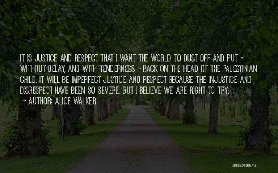 Alice Walker Quotes: It Is Justice And Respect That I Want The World To Dust Off And Put - Without Delay, And With