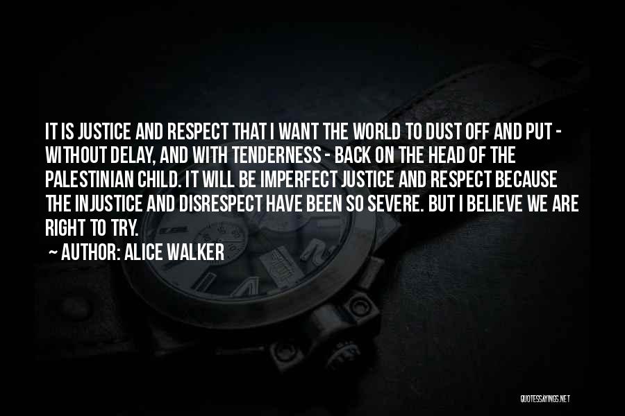 Alice Walker Quotes: It Is Justice And Respect That I Want The World To Dust Off And Put - Without Delay, And With