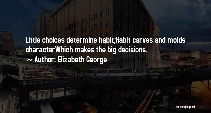 Elizabeth George Quotes: Little Choices Determine Habit;habit Carves And Molds Characterwhich Makes The Big Decisions.