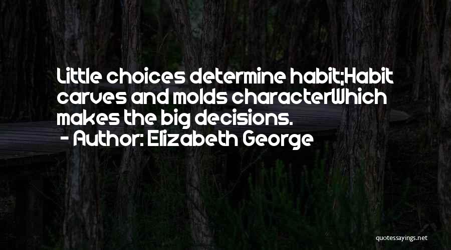 Elizabeth George Quotes: Little Choices Determine Habit;habit Carves And Molds Characterwhich Makes The Big Decisions.