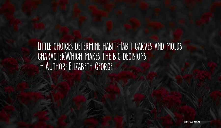 Elizabeth George Quotes: Little Choices Determine Habit;habit Carves And Molds Characterwhich Makes The Big Decisions.