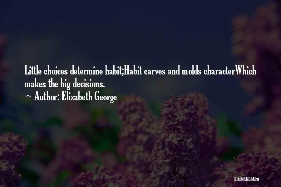 Elizabeth George Quotes: Little Choices Determine Habit;habit Carves And Molds Characterwhich Makes The Big Decisions.