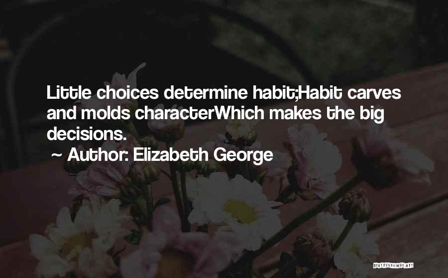 Elizabeth George Quotes: Little Choices Determine Habit;habit Carves And Molds Characterwhich Makes The Big Decisions.