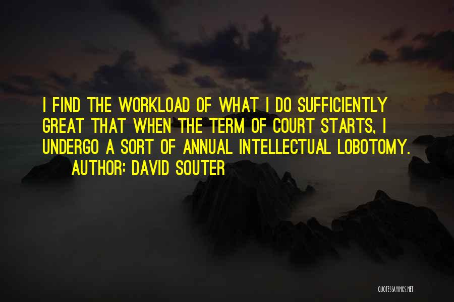 David Souter Quotes: I Find The Workload Of What I Do Sufficiently Great That When The Term Of Court Starts, I Undergo A