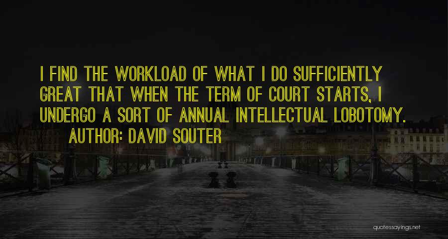 David Souter Quotes: I Find The Workload Of What I Do Sufficiently Great That When The Term Of Court Starts, I Undergo A