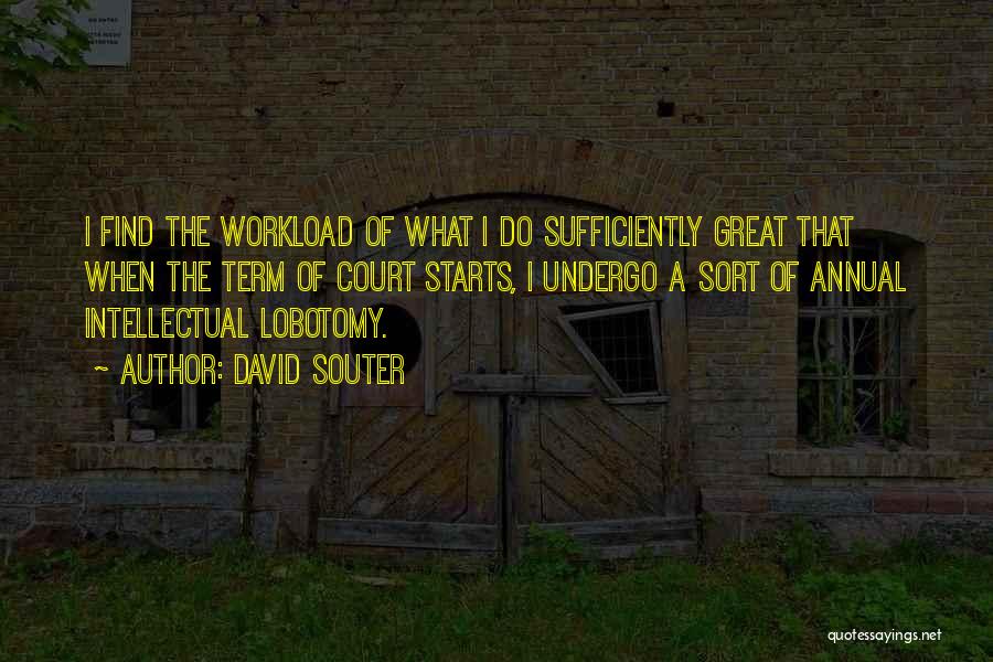 David Souter Quotes: I Find The Workload Of What I Do Sufficiently Great That When The Term Of Court Starts, I Undergo A