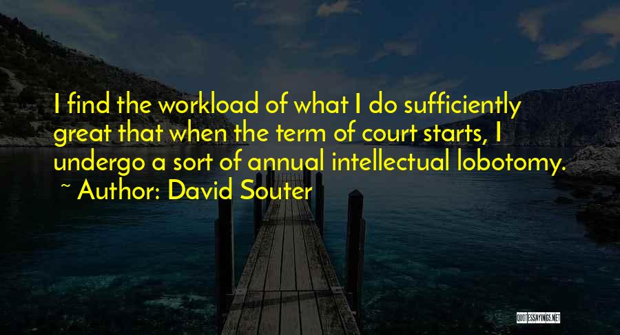 David Souter Quotes: I Find The Workload Of What I Do Sufficiently Great That When The Term Of Court Starts, I Undergo A