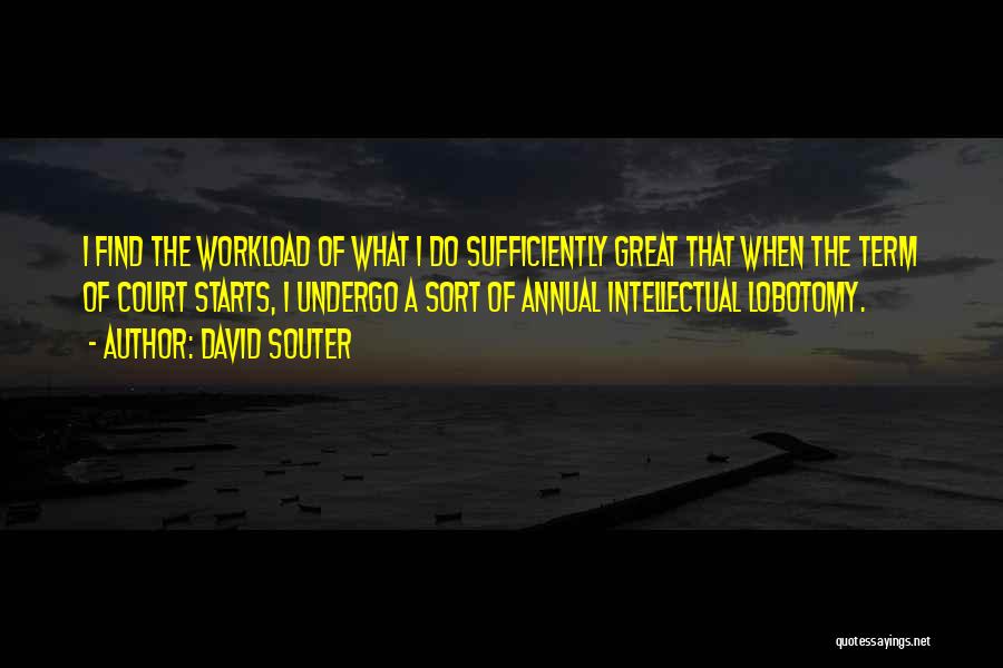 David Souter Quotes: I Find The Workload Of What I Do Sufficiently Great That When The Term Of Court Starts, I Undergo A