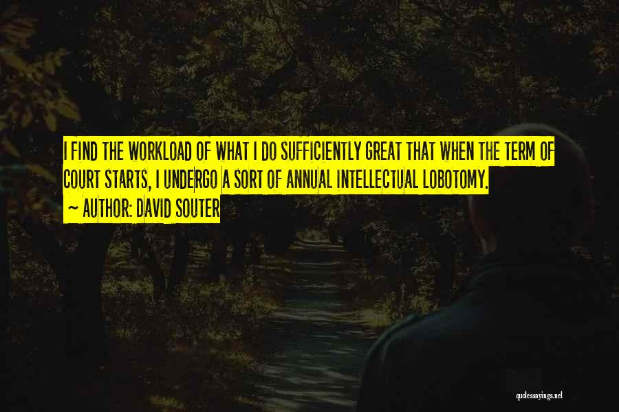 David Souter Quotes: I Find The Workload Of What I Do Sufficiently Great That When The Term Of Court Starts, I Undergo A