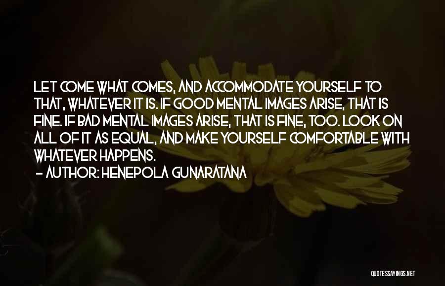 Henepola Gunaratana Quotes: Let Come What Comes, And Accommodate Yourself To That, Whatever It Is. If Good Mental Images Arise, That Is Fine.