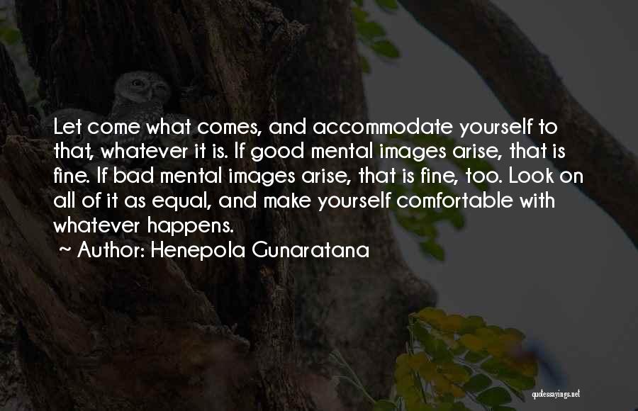 Henepola Gunaratana Quotes: Let Come What Comes, And Accommodate Yourself To That, Whatever It Is. If Good Mental Images Arise, That Is Fine.