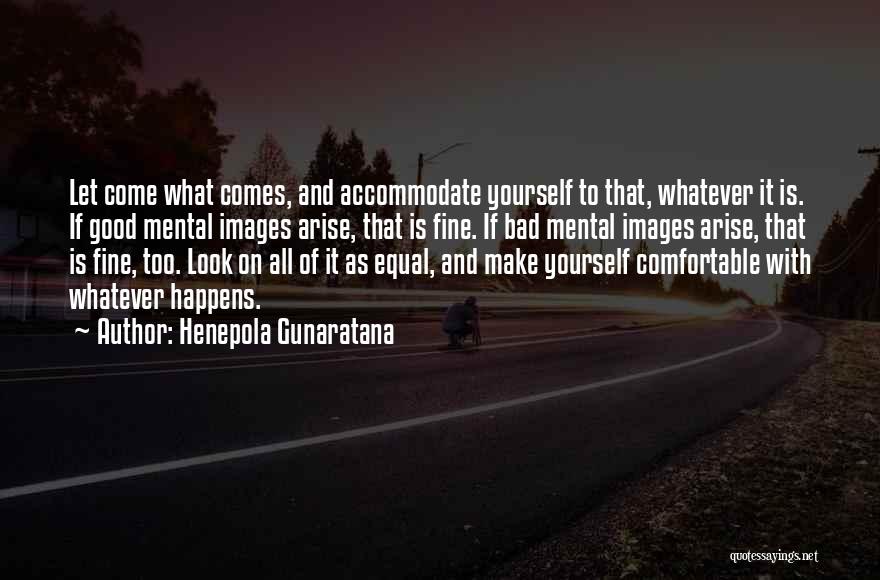 Henepola Gunaratana Quotes: Let Come What Comes, And Accommodate Yourself To That, Whatever It Is. If Good Mental Images Arise, That Is Fine.