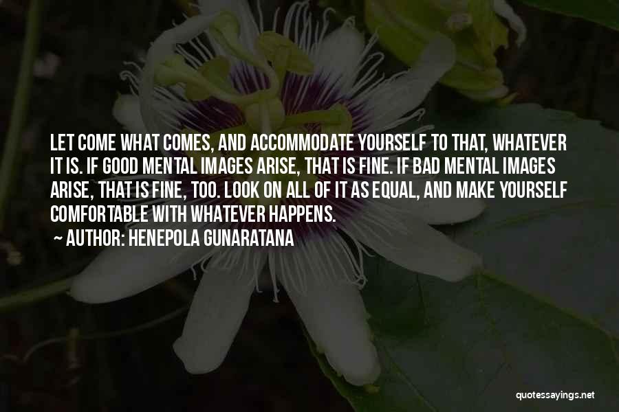 Henepola Gunaratana Quotes: Let Come What Comes, And Accommodate Yourself To That, Whatever It Is. If Good Mental Images Arise, That Is Fine.