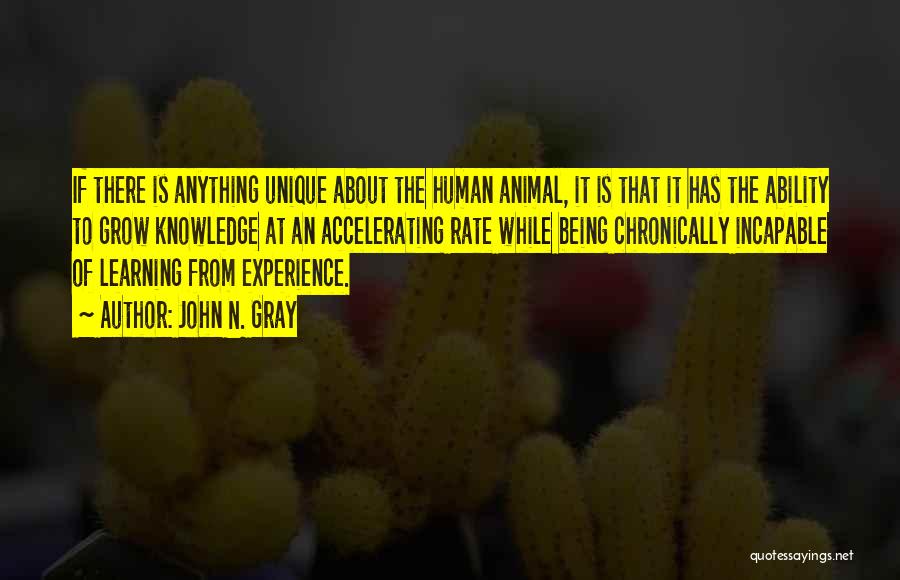 John N. Gray Quotes: If There Is Anything Unique About The Human Animal, It Is That It Has The Ability To Grow Knowledge At