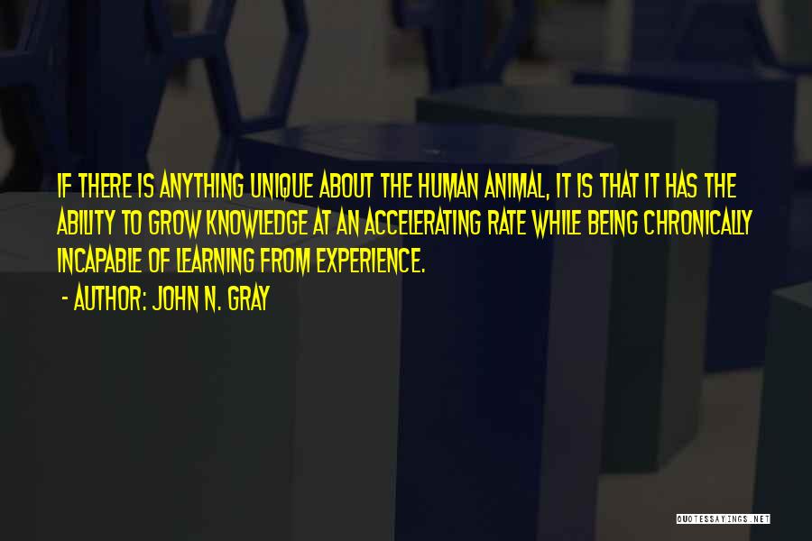 John N. Gray Quotes: If There Is Anything Unique About The Human Animal, It Is That It Has The Ability To Grow Knowledge At