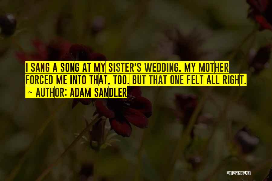 Adam Sandler Quotes: I Sang A Song At My Sister's Wedding. My Mother Forced Me Into That, Too. But That One Felt All