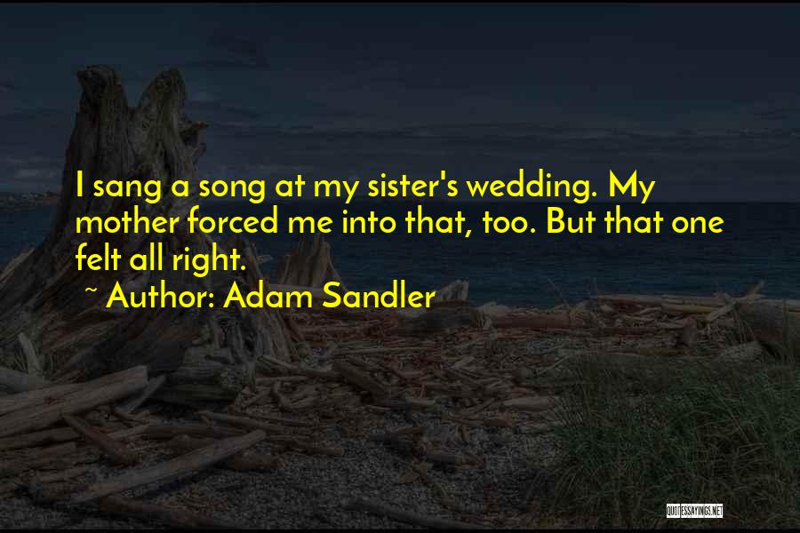 Adam Sandler Quotes: I Sang A Song At My Sister's Wedding. My Mother Forced Me Into That, Too. But That One Felt All