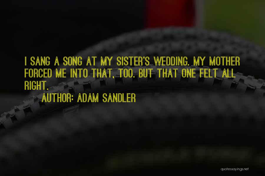 Adam Sandler Quotes: I Sang A Song At My Sister's Wedding. My Mother Forced Me Into That, Too. But That One Felt All