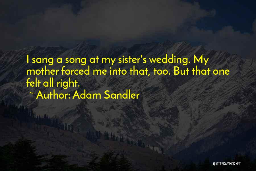 Adam Sandler Quotes: I Sang A Song At My Sister's Wedding. My Mother Forced Me Into That, Too. But That One Felt All