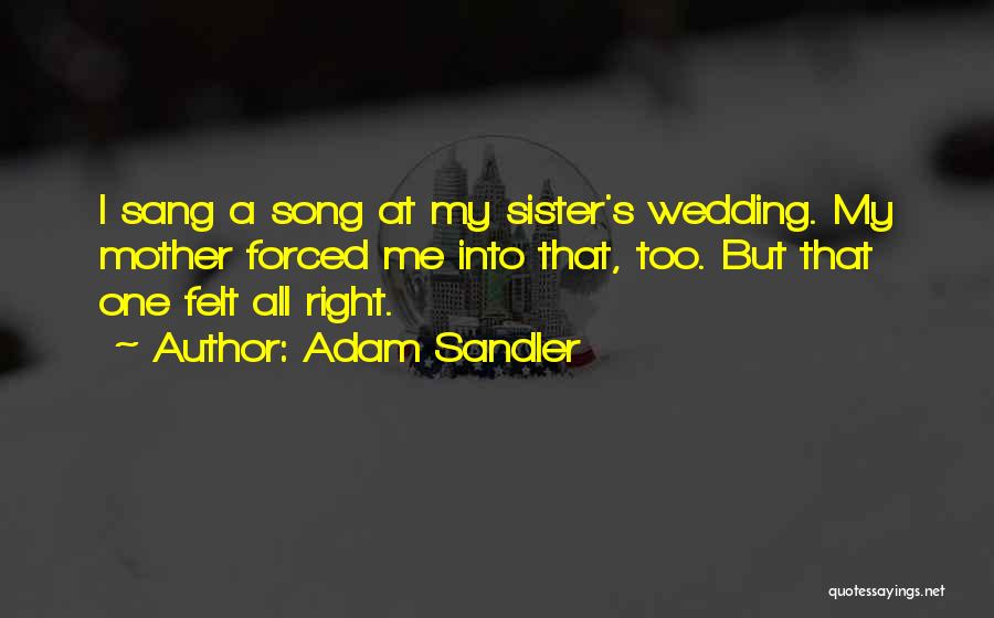 Adam Sandler Quotes: I Sang A Song At My Sister's Wedding. My Mother Forced Me Into That, Too. But That One Felt All