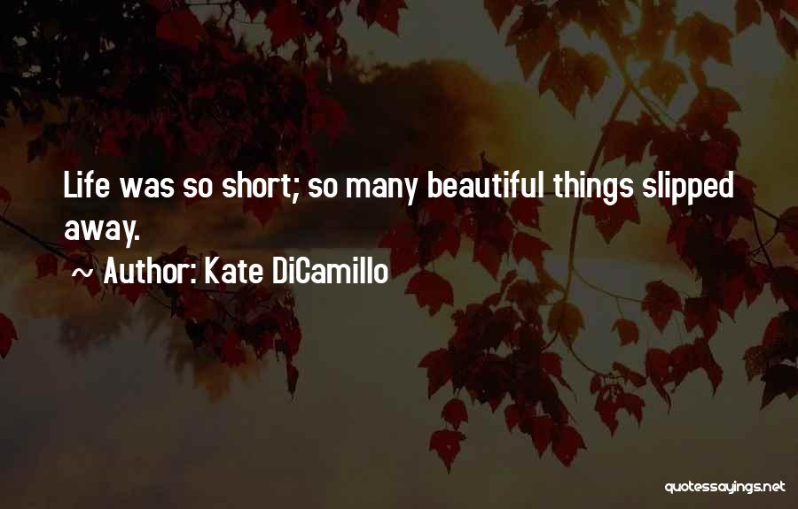 Kate DiCamillo Quotes: Life Was So Short; So Many Beautiful Things Slipped Away.
