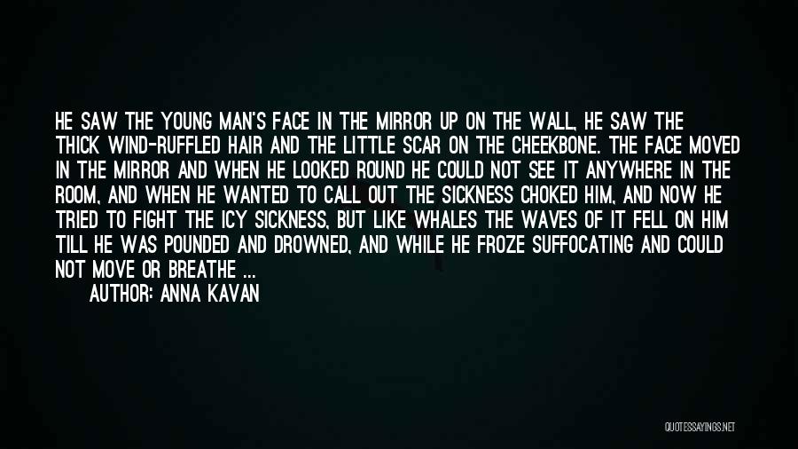 Anna Kavan Quotes: He Saw The Young Man's Face In The Mirror Up On The Wall, He Saw The Thick Wind-ruffled Hair And