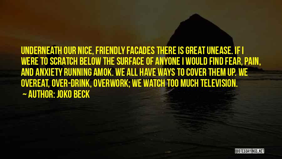 Joko Beck Quotes: Underneath Our Nice, Friendly Facades There Is Great Unease. If I Were To Scratch Below The Surface Of Anyone I