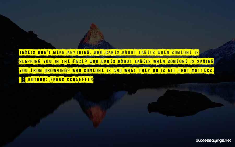 Frank Schaeffer Quotes: Labels Don't Mean Anything. Who Cares About Labels When Someone Is Slapping You In The Face? Who Cares About Labels