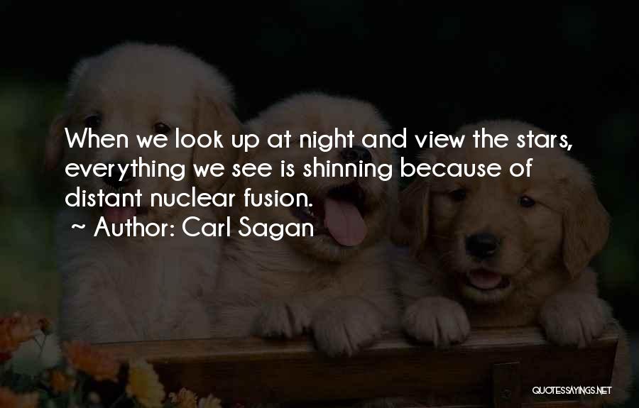 Carl Sagan Quotes: When We Look Up At Night And View The Stars, Everything We See Is Shinning Because Of Distant Nuclear Fusion.