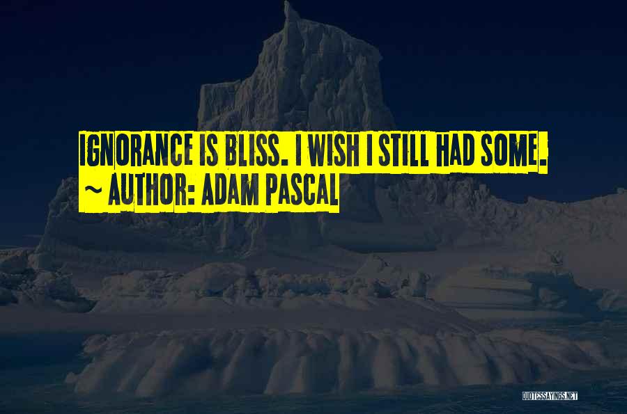 Adam Pascal Quotes: Ignorance Is Bliss. I Wish I Still Had Some.