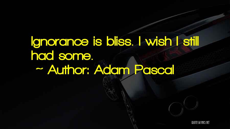 Adam Pascal Quotes: Ignorance Is Bliss. I Wish I Still Had Some.