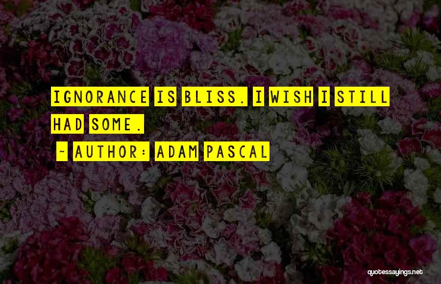 Adam Pascal Quotes: Ignorance Is Bliss. I Wish I Still Had Some.