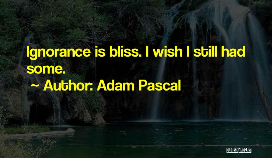 Adam Pascal Quotes: Ignorance Is Bliss. I Wish I Still Had Some.