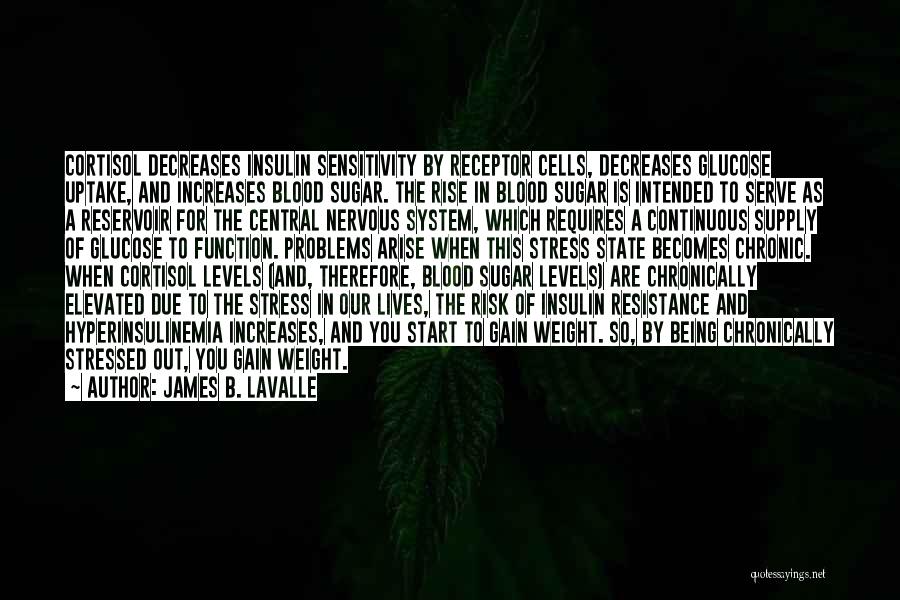 James B. LaValle Quotes: Cortisol Decreases Insulin Sensitivity By Receptor Cells, Decreases Glucose Uptake, And Increases Blood Sugar. The Rise In Blood Sugar Is