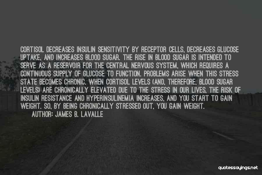 James B. LaValle Quotes: Cortisol Decreases Insulin Sensitivity By Receptor Cells, Decreases Glucose Uptake, And Increases Blood Sugar. The Rise In Blood Sugar Is