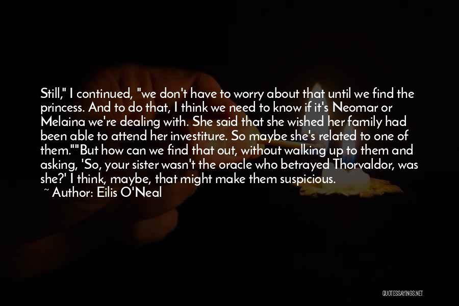 Eilis O'Neal Quotes: Still, I Continued, We Don't Have To Worry About That Until We Find The Princess. And To Do That, I