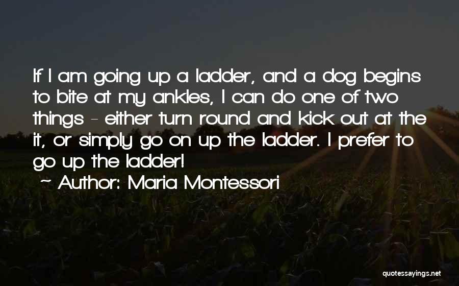 Maria Montessori Quotes: If I Am Going Up A Ladder, And A Dog Begins To Bite At My Ankles, I Can Do One