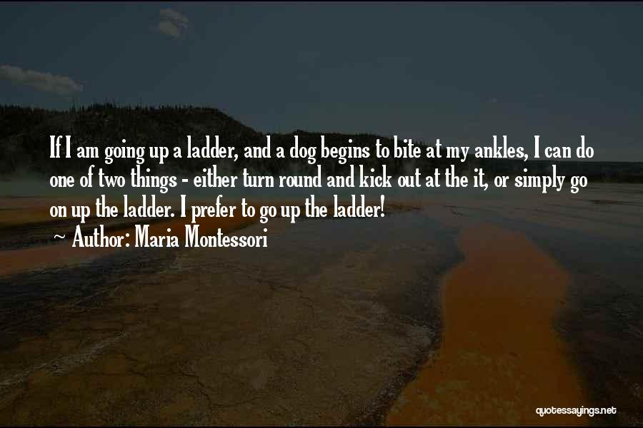 Maria Montessori Quotes: If I Am Going Up A Ladder, And A Dog Begins To Bite At My Ankles, I Can Do One