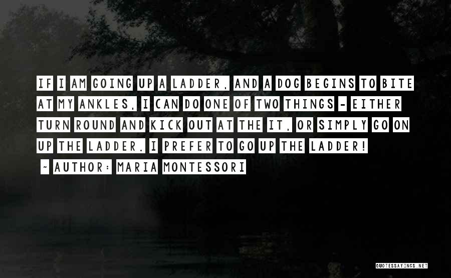 Maria Montessori Quotes: If I Am Going Up A Ladder, And A Dog Begins To Bite At My Ankles, I Can Do One