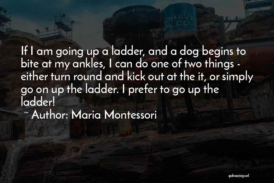 Maria Montessori Quotes: If I Am Going Up A Ladder, And A Dog Begins To Bite At My Ankles, I Can Do One