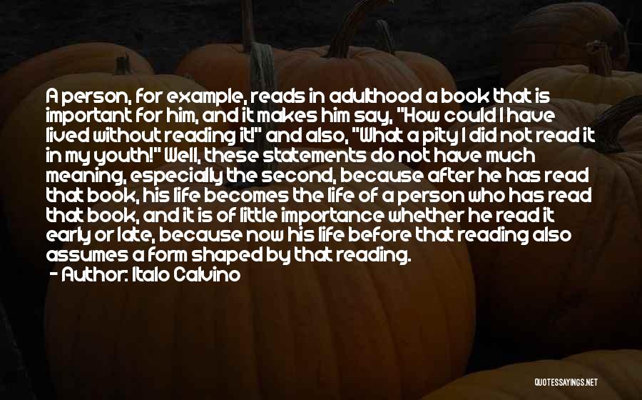 Italo Calvino Quotes: A Person, For Example, Reads In Adulthood A Book That Is Important For Him, And It Makes Him Say, How