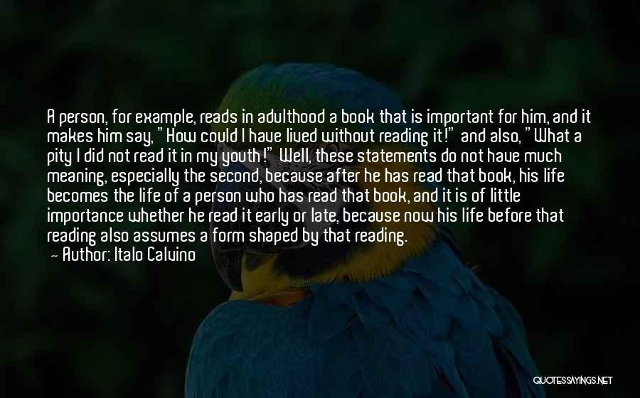 Italo Calvino Quotes: A Person, For Example, Reads In Adulthood A Book That Is Important For Him, And It Makes Him Say, How