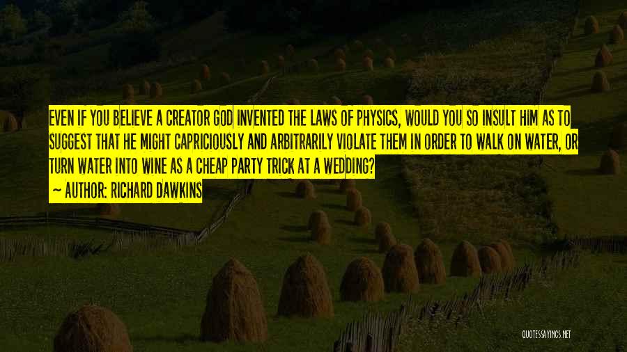 Richard Dawkins Quotes: Even If You Believe A Creator God Invented The Laws Of Physics, Would You So Insult Him As To Suggest