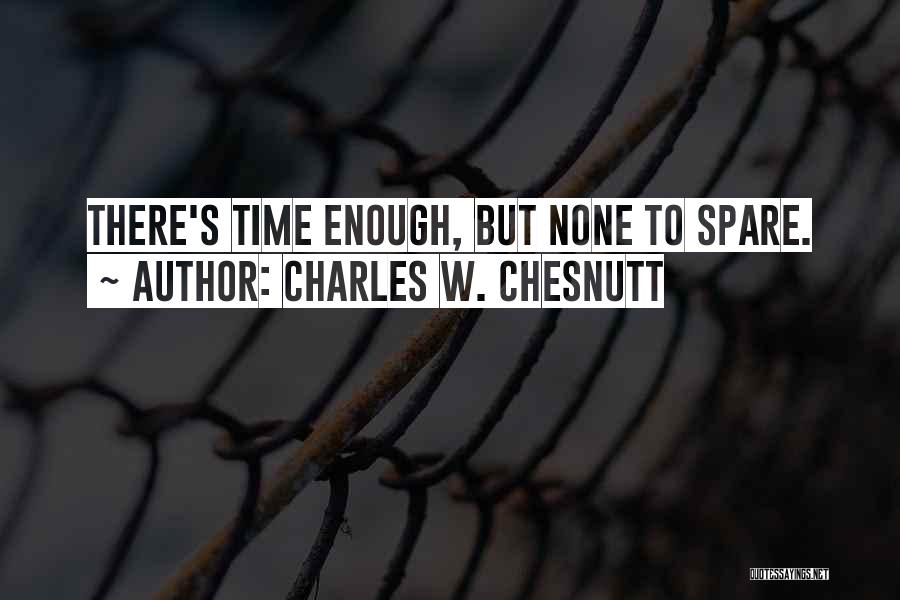 Charles W. Chesnutt Quotes: There's Time Enough, But None To Spare.